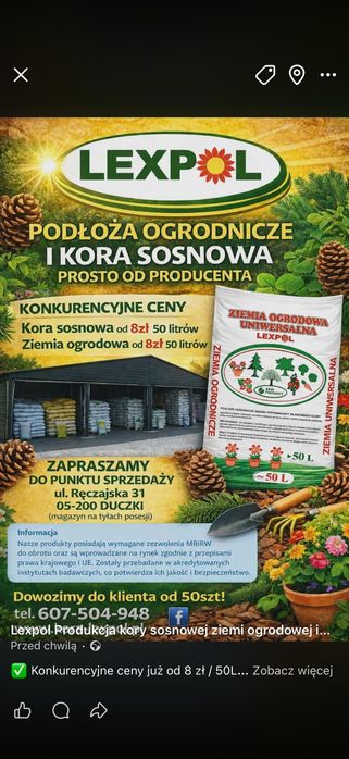 Kora sosnowa ogrodowa 8,00zl/50l ,Duczki