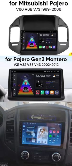 Rádio 9" Android Mitsubishi Pajero de 1991 a 2014 Carplay GPS 2/32GB
