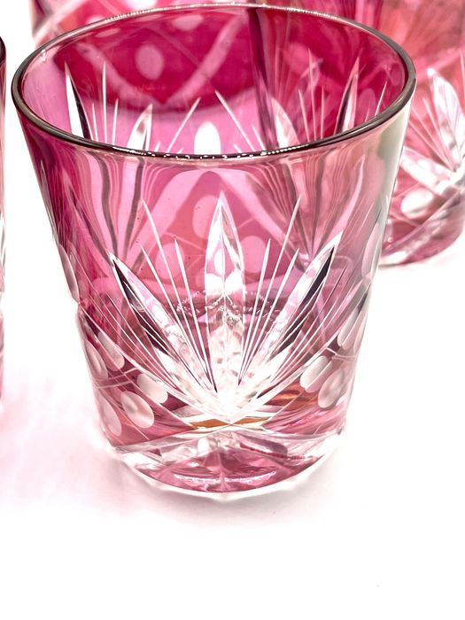 Conjunto copos cristal lapidados