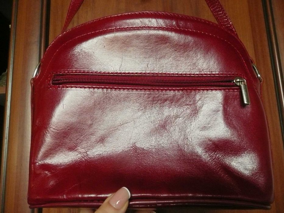 torebka ITALY Pelle bordowa skóra naturalna