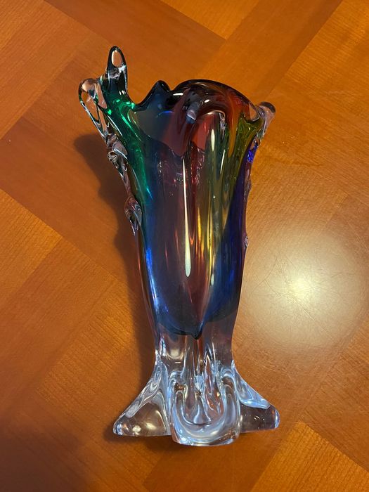 Vaso em Vidro de Murano — Técnica Sommerso Multicolor — Peça de Coleção