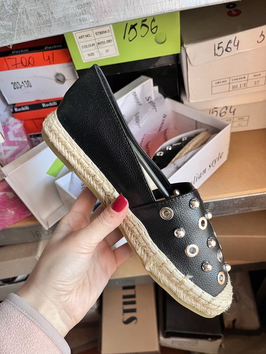 ЛІКВІДАЦІЯ СКЛАДУ! Жіночі чорні еспадрильї мокасини сліпони з екошкіри