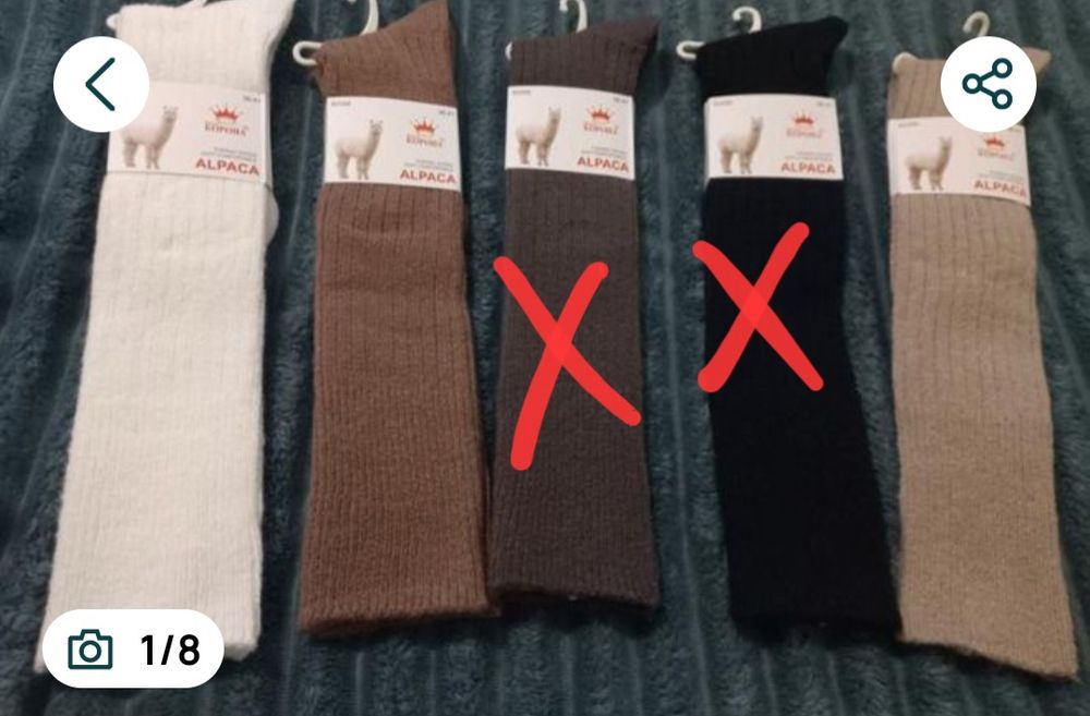 Теплі підколінники/гольфы із шерсті альпаки, білі і різнокольорві .