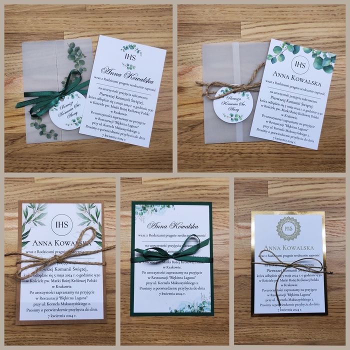 Zaproszenie na komunię, zaproszenia z kalką
