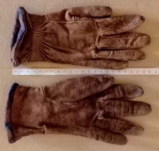 Luvas de camurça e lã, tamanho S