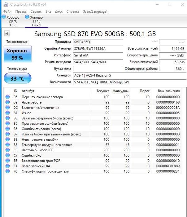 SSD SATA Samsung  870EVO 500Gb