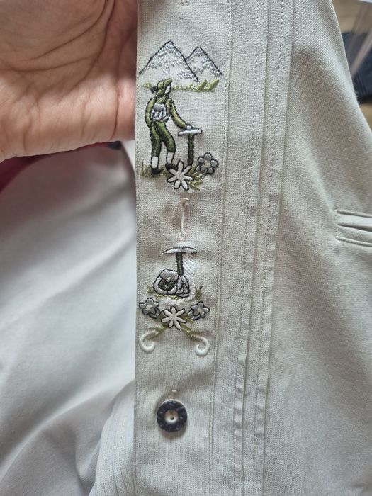 Koszula szara austriacka górska Grey shirt casual basic na guziki unis