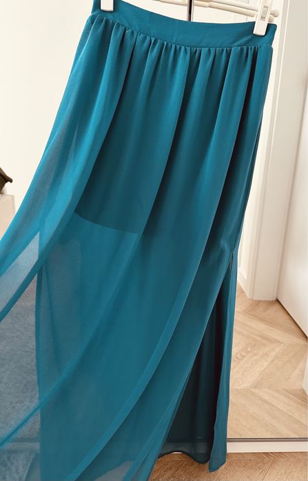 Orsay maxi długa spódnica dwuwarstwowa tiulowa turkusowa 32 34