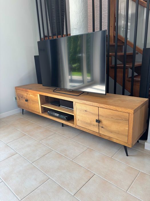 Komoda RTV dąb + nogi metalowe retro | szafki i półki | bordwood