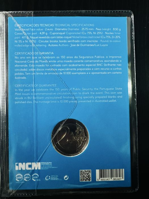 Moeda 2 euros comemorativa BNC 150 anos PSP