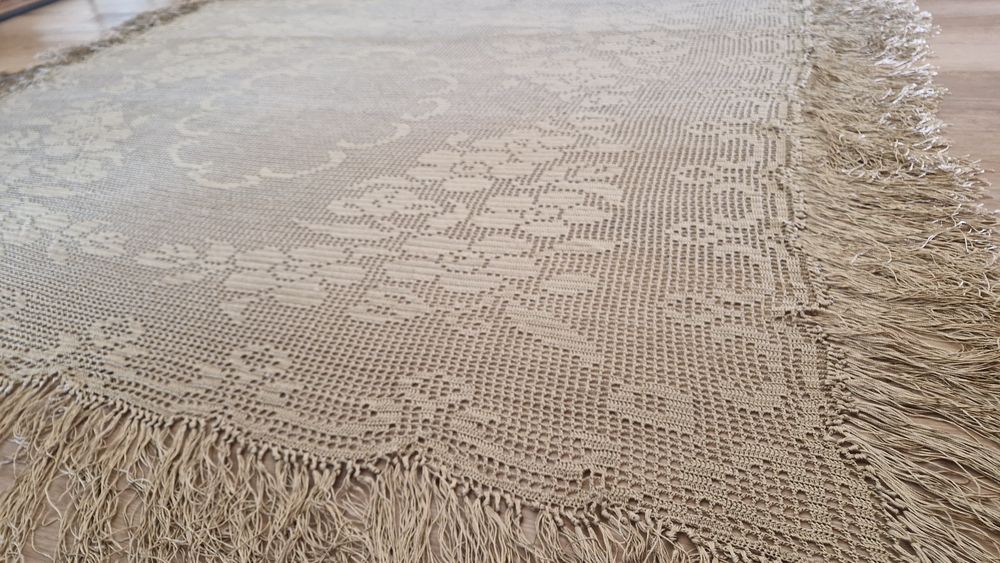 Obrus brązowo złoty lśniący ręcznie robiony 120cm×140cm