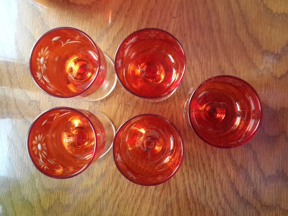 Графин рюмки для коньяка \ рубиновое стекло красный хрусталь