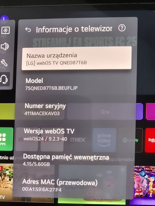 LG 75QNED87T6B 75" LED 4K 120Hz WebOS TV HDMI 2.1