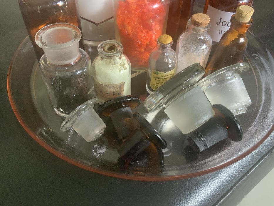 Kpl. Stare Butelki APTECZNE pojemniki szlifowane szkło