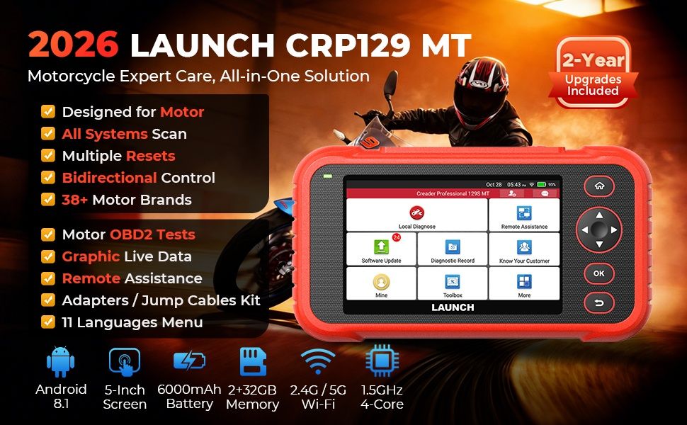 Launch CRP129MT - Máquina Diagnostico OBD Motas
