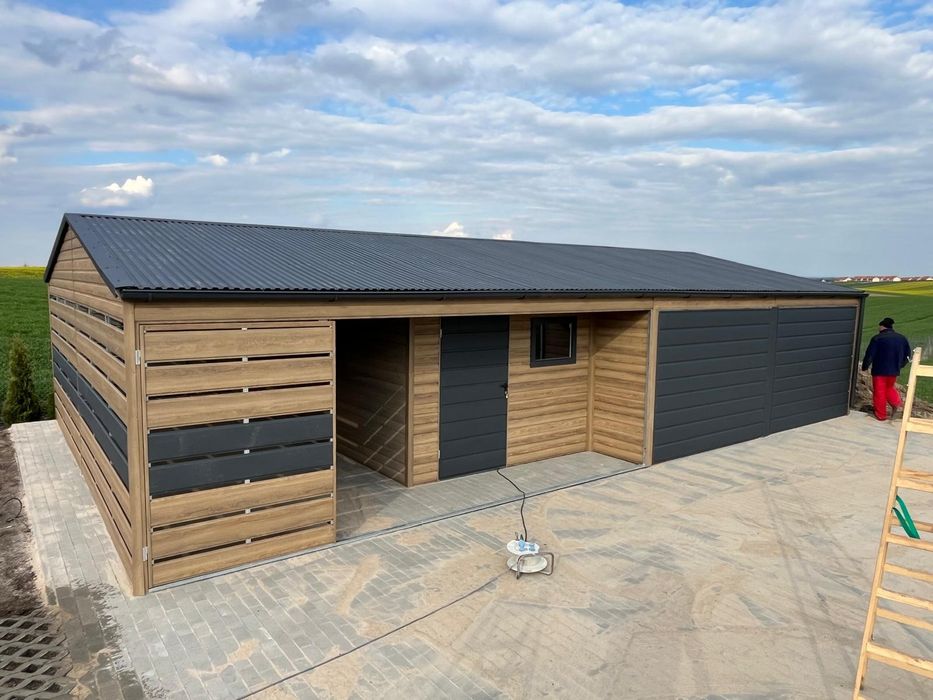 Nowoczesny Garaż 12x7  blaszany