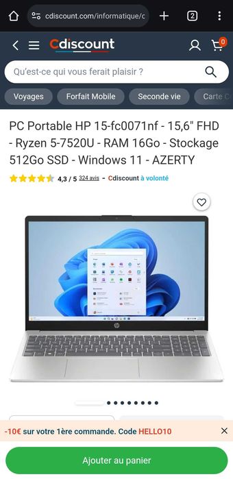 Portatil Hp ryzen 7520u - 16g ram