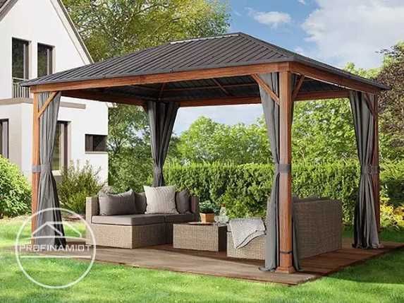 Pawilon ogrodowy Forest Superior ciemnoszary 3x4m w optyce dębu