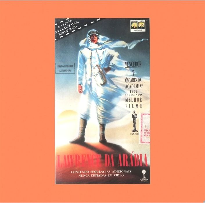 Filme "Lawrence da Arábia", em formato VHS original, 2 cassetes, 1962.