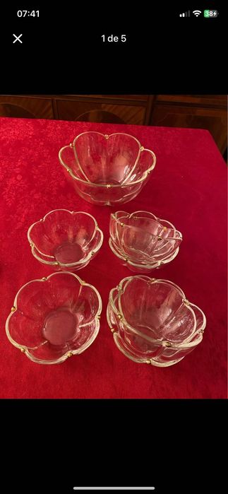 Conjunto Taça grande + 6 pequenas vidro bom