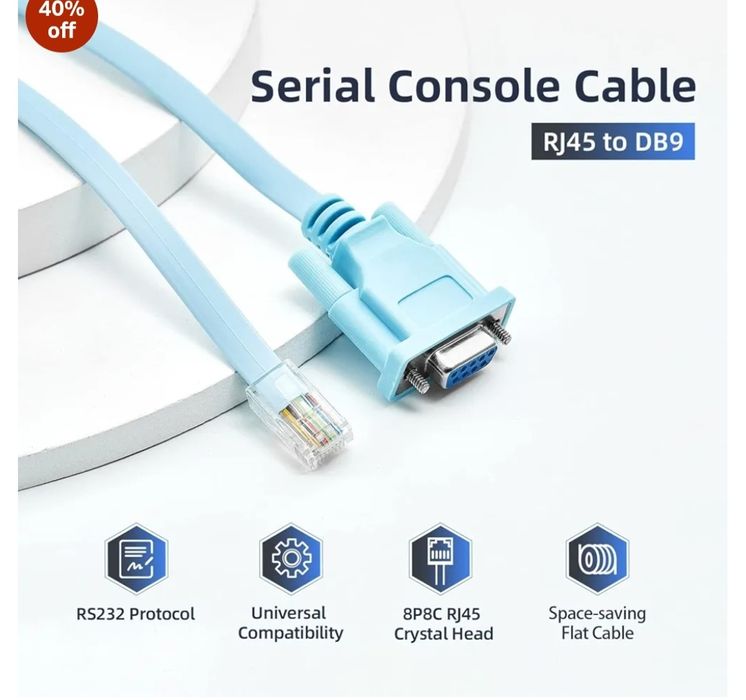 Кабель RJ45 Ethernet - RS-232 DB9 COM-порт CISCO 1.8m