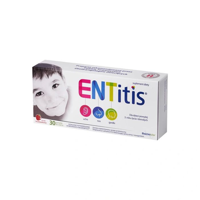 entitis smak truskawkowy pastylki do ssania 30 szt.