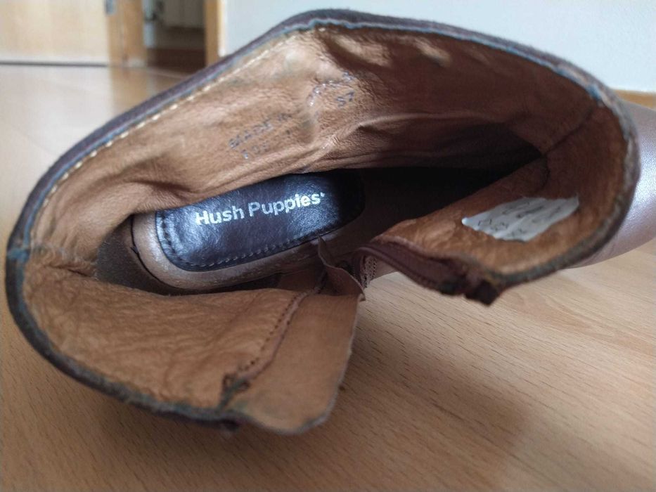 Botins castanhos, pele/camurça, muito confortáveis