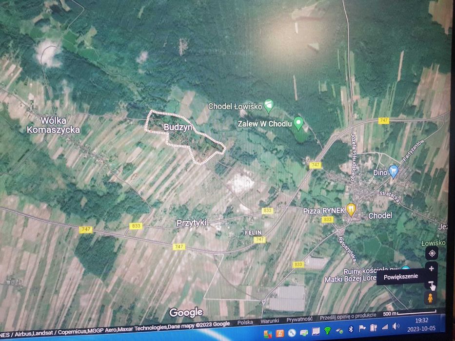 Działka rolna o pow. 0,59ha plus działki leśne o pow. 0,82ha m.Budzyń gm.Chodel