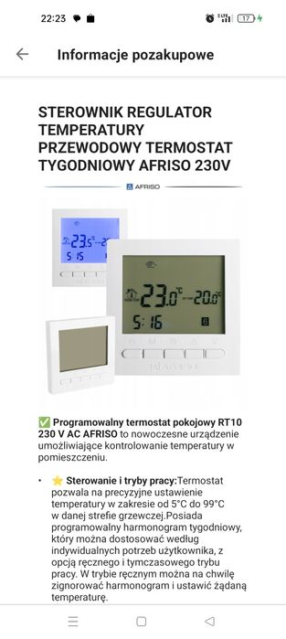 Sterownik regulator temperatury przewodowy Afriso