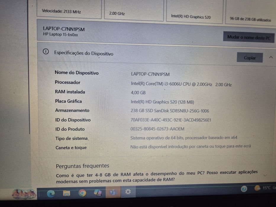 Portatil hp com ssd472588686575554564