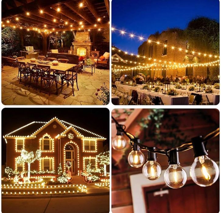 Zewnętrzne lampki strunowe 45,7 m z żarówkami 75+2 G40