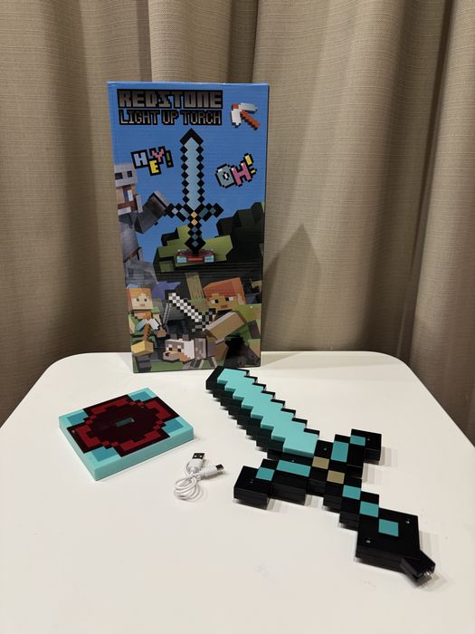 Меч діамантовий світловий Minecraft Майнкрафт інтерактивний алмазний