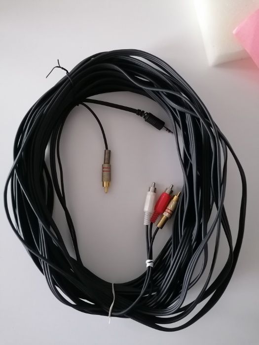 Kabel audio video 3x chinch, jack 3,5. +chinch, 15 metrów
