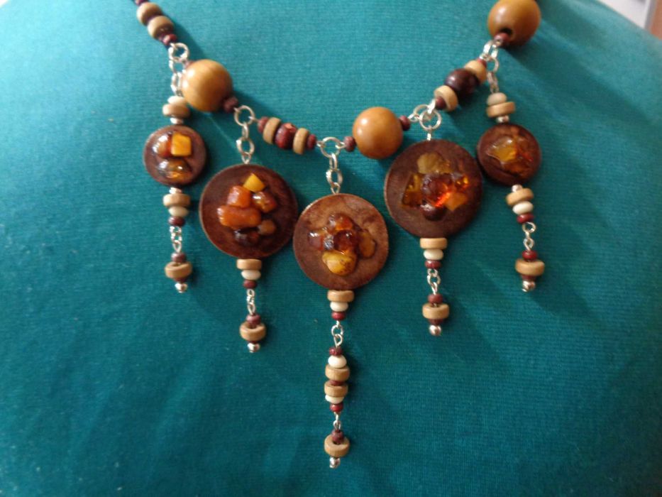 весіл намисто бурштин дерево 55см+підвіси нове руч роб для етн весілля