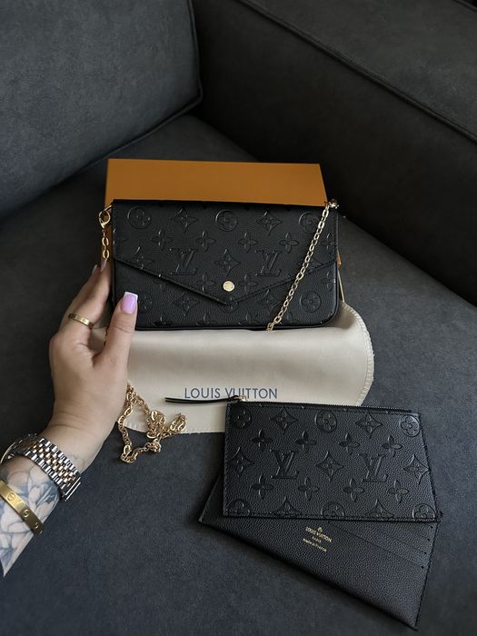 Сумка клатч шкіряна в стилі Louis Vuitton Pochette Felicie, луі вітон