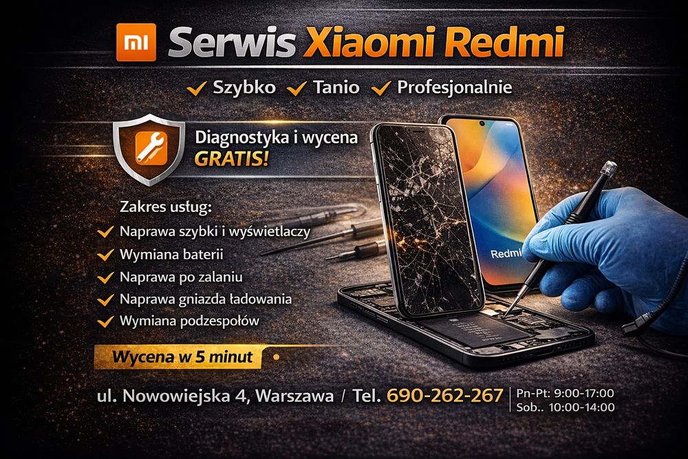 Xiaomi Mi Redmi naprawa wymiana serwis wyświetlacza szyby bateria usb