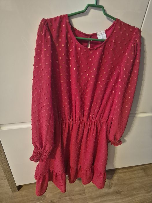 Sukienka świąteczna, czerwona, Lindex, r. 146
