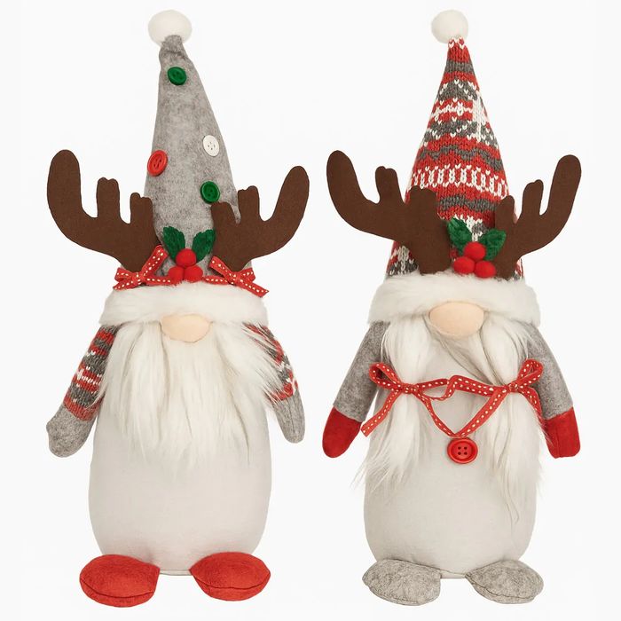 Zestaw 2 skrzatów krasnali gnomów świątecznych 39 cm ozdoba dekoracja