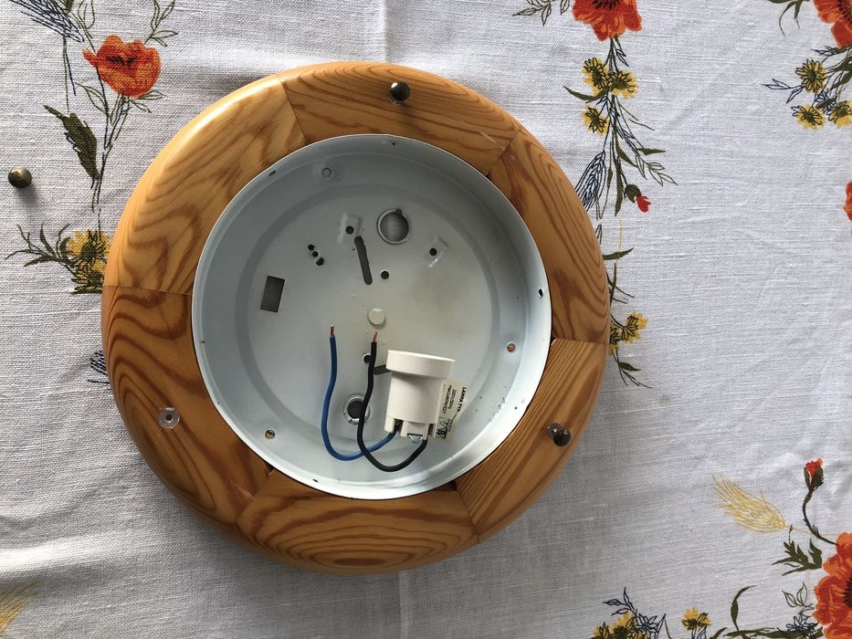 Plafon okrągły lampa plafoniera drewniana