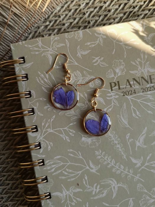 Kolczyki ze stali szlachetnej z żywymi kwiatami