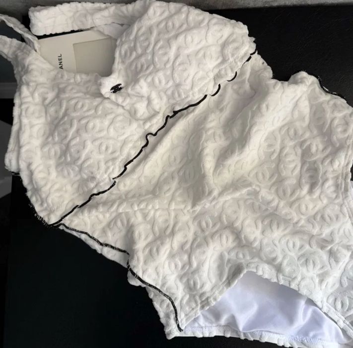 Купальник Суцільний Chanel White Textured Premium Quality