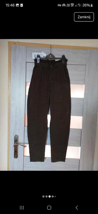 Spodnie baggy z ala zdobnego sztruksu Zara