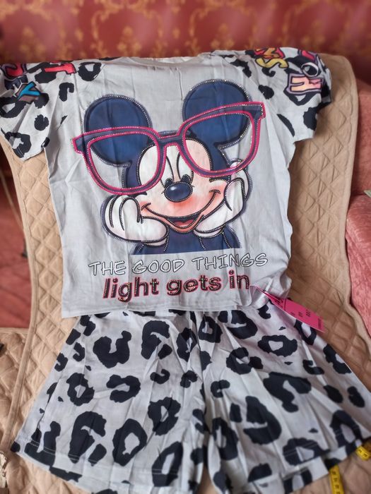 Стильний трендовий костюм шорти+ футболка полірований льон, М-2ХЛ