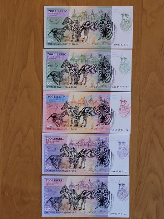 Banknoty kolekcjonerskie Zoo Liberec Czechy zoolar bon,  Matej Gabris