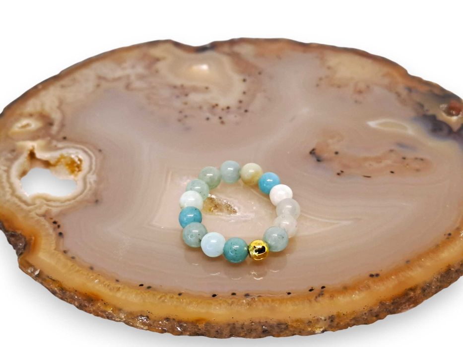 Pierścionek na gumce - AMAZONIT #667