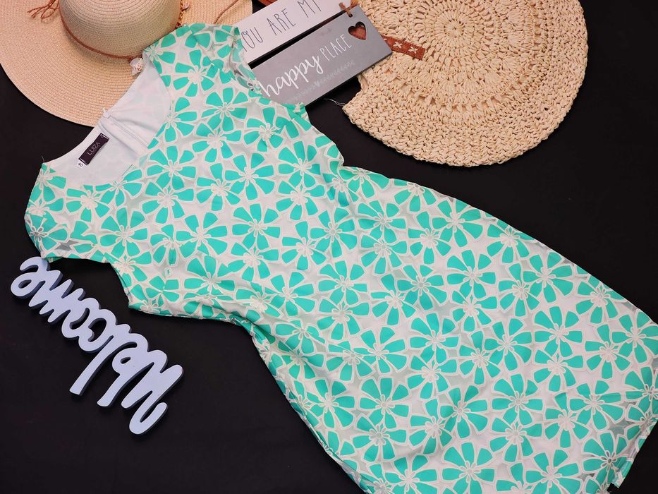 Luiza Elegancka sukienka miętowe wzory 40