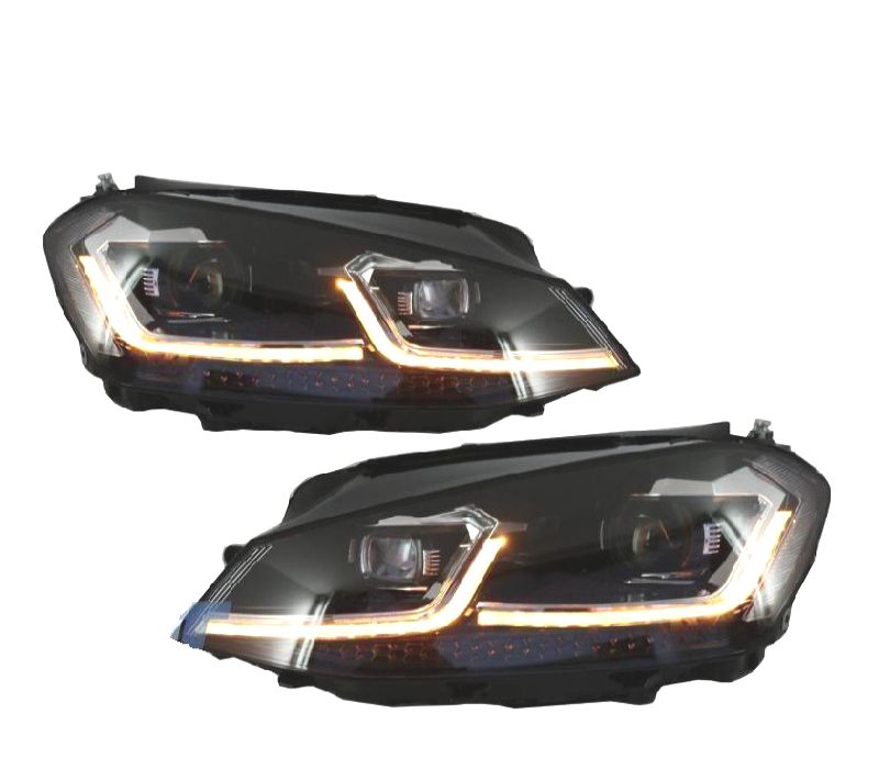FAROIS VOLKSWAGEN VW GOLF 7 12-17 DRL DINAMICOS PRETO LOOK 7.5 R LINE