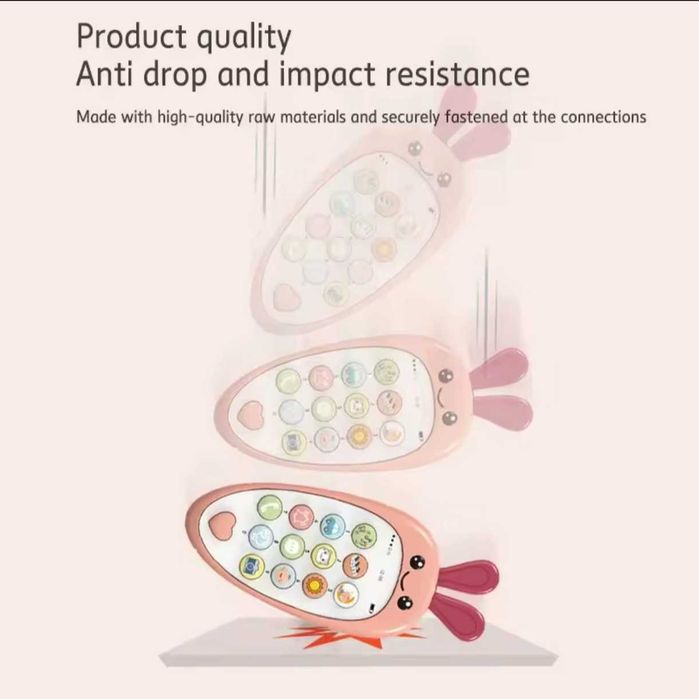 НОВЫЙ Детский игрушечный музыкальный телефон в виде морковки кнопочный