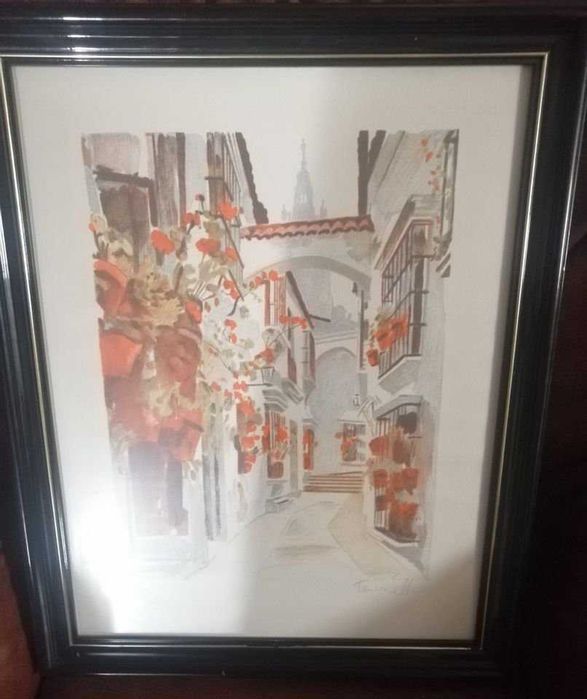 Quadro Litografia "Rua Típica Sevilha" de Francisco Sillué - Numerada