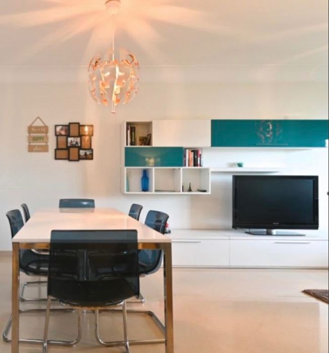 Móvel sala/televisão azul/branco Conforama